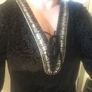 Peck & Peck Black Tunic with Silver Accents